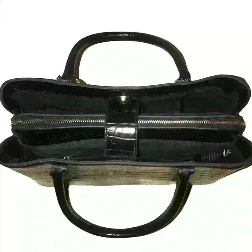 Bebe Black Croco Satchel with Card‎ Case